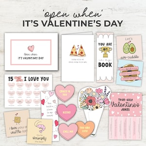 Abrir cuando sea el día de San Valentín, etiqueta de carta e inserciones, relación de larga distancia, carta de amor, paquete de atención universitaria, tarjeta de carta