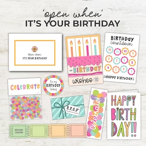 Abrir cuando sea tu cumpleaños, Etiqueta de carta y encartes, Relación de larga distancia, Carta de amor, Paquete de cuidados universitarios, Tarjeta de carta Abrir cuando