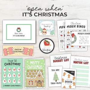 Open als het Kerstmis is, brieflabel en inzetstukken, langeafstandsrelatie, liefdesbrief, collegezorgpakket, open als briefkaart