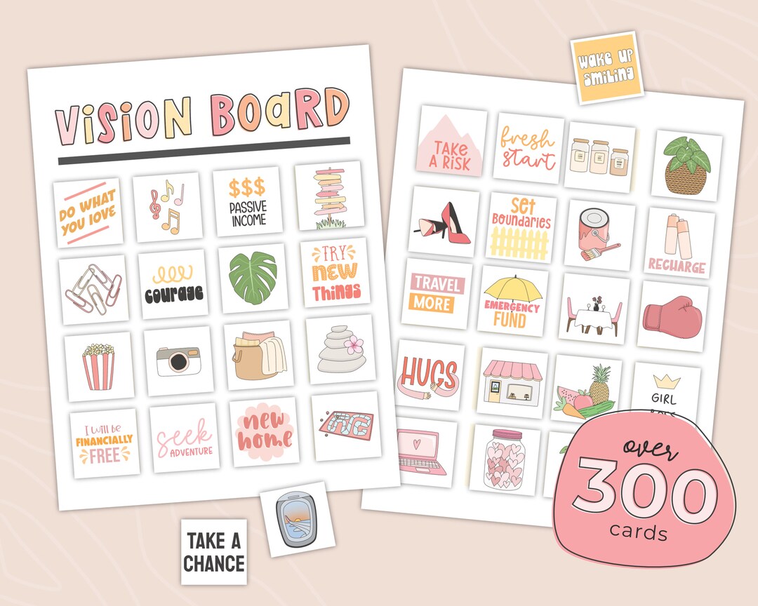 Vision Board Printables Kit, Mood Board, Manifesting Kit, Law of ...