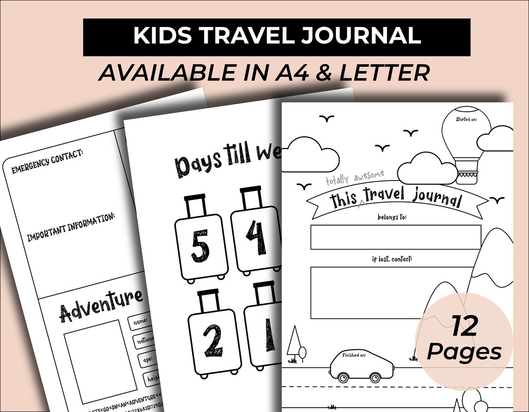 Buy Kids Travel Journal for Boys &amp; Girls, Printable Vacation Journal ...
