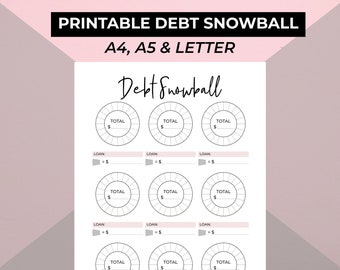 Debt Snowball Printable Worksheet, Debt Tracker, Debt payoff tracker, Dave Ramsey, Budget Binder Insert, Budget Planner, Instant download