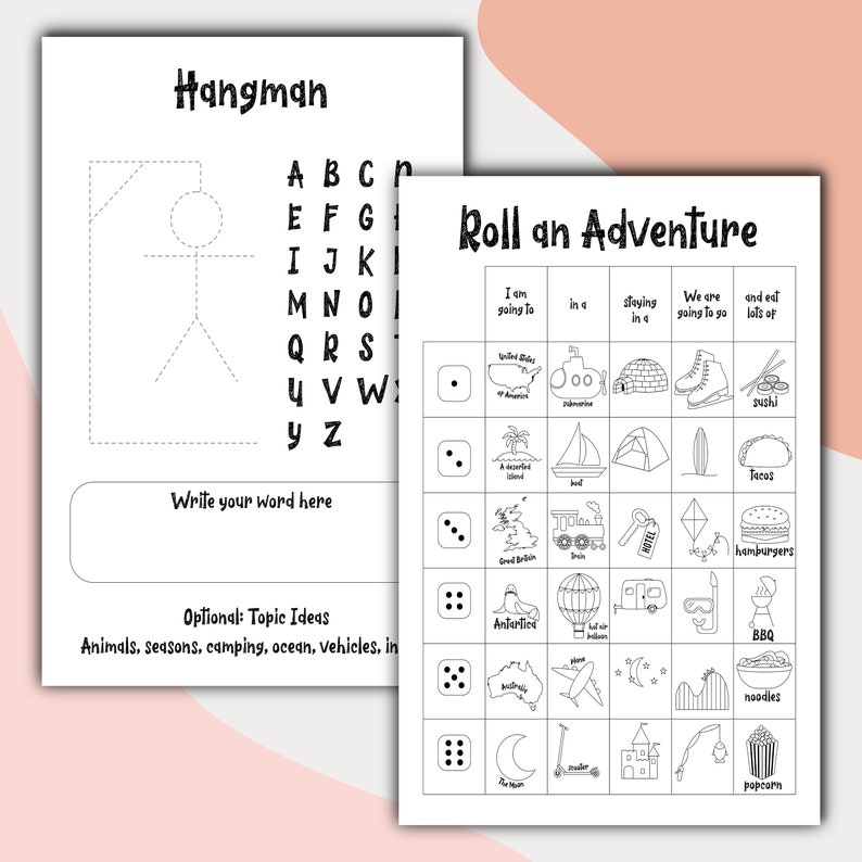 Printable Board Games Bundle Travel Games for the Car Travel Etsy