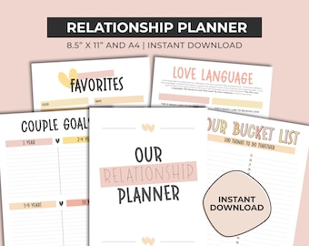 Couples Planner, Relationship Planner Printable, Relationship Journal, Anniversary Gift, Couples Goals, Relationship Goals, Couples Journal