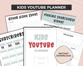 Kids Youtube Planner, Video Planner, Social Media Planner, Youtube Printable, Video Checklist, Vlog Planner, Social Media Content Creator