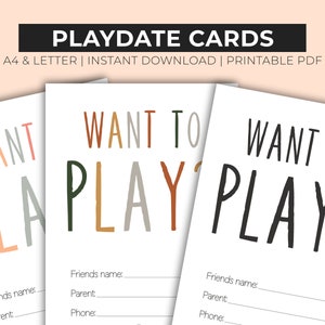 Playdate Karten, Kinder Calling Cards, Keep in Touch Karten, druckbare Mommy Karten, Calling Cards, Sommer Play Date Karten, Last day of school