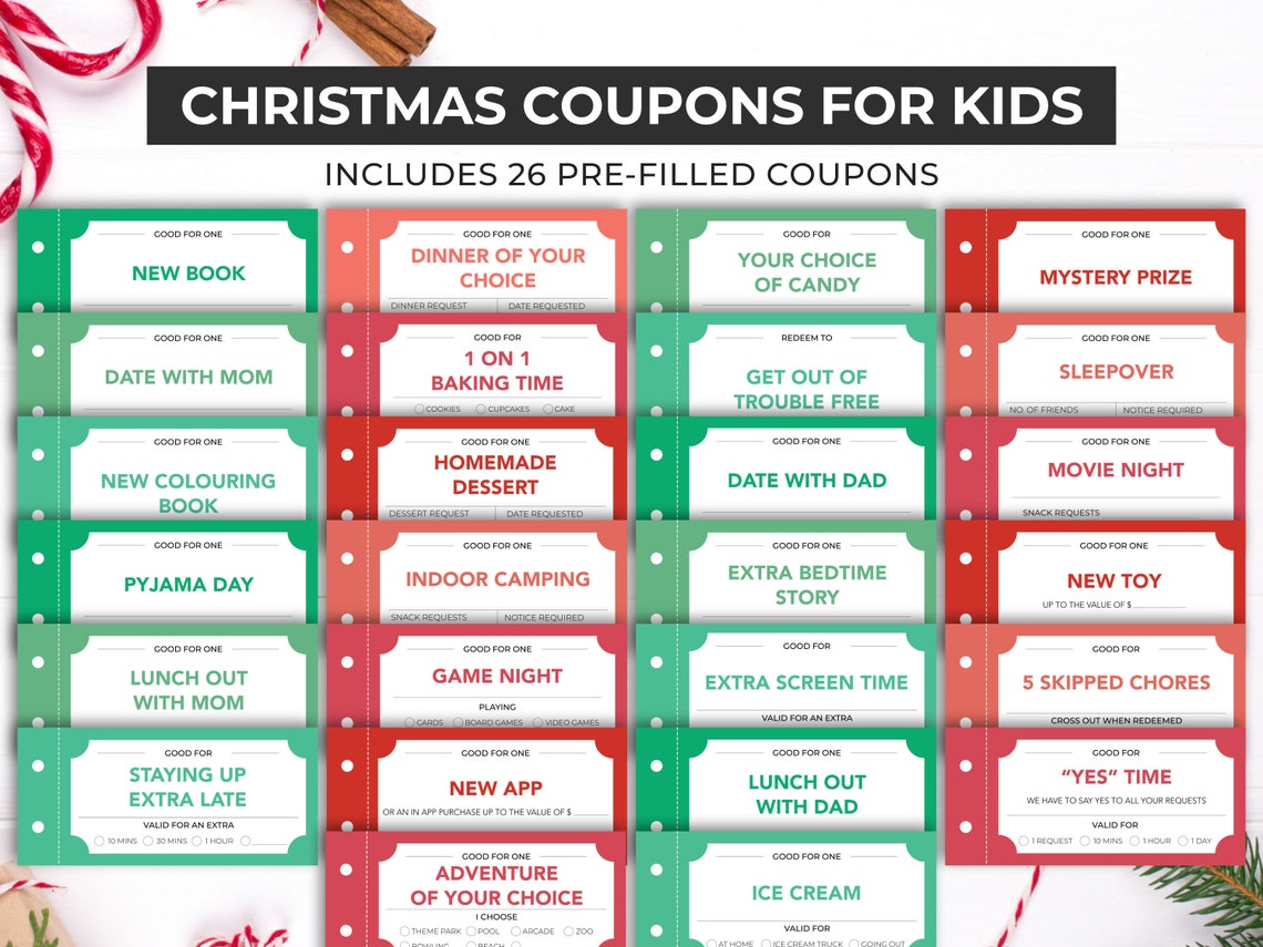 Christmas Coupon Book for Kids, Thoughtful Gift, Christmas Voucher ...