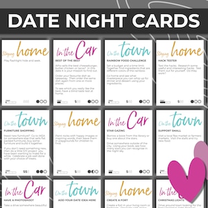 Cartes de rendez-vous amoureux, bocal avec rendez-vous amoureux, idées de rendez-vous romantiques imprimables, idées de rendez-vous galants, cadeau de premier anniversaire pour lui, idée cadeau Saint Valentin