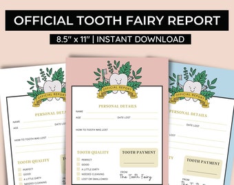 Tooth Fairy Official Report, Tooth Fairy Letter, Printable Lost First Tooth Receipt, Fairy Note, Tooth Certificate, Fairy Message, PDF