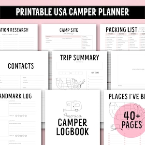 USA, Amerika Camper Planer, Camping Logbuch, druckbare PDF, RV Reisetagebuch, Camping Organizer, digitaler Download, druckbares Logbuch