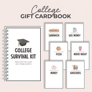Druckbares College Geschenk Karte Buch, Abitur Geschenk von den Eltern, College Survival Kit, College Care Paket, Gutschein Fotoalbum