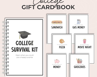 Druckbares College Geschenk Karte Buch, Abitur Geschenk von den Eltern, College Survival Kit, College Care Paket, Gutschein Fotoalbum