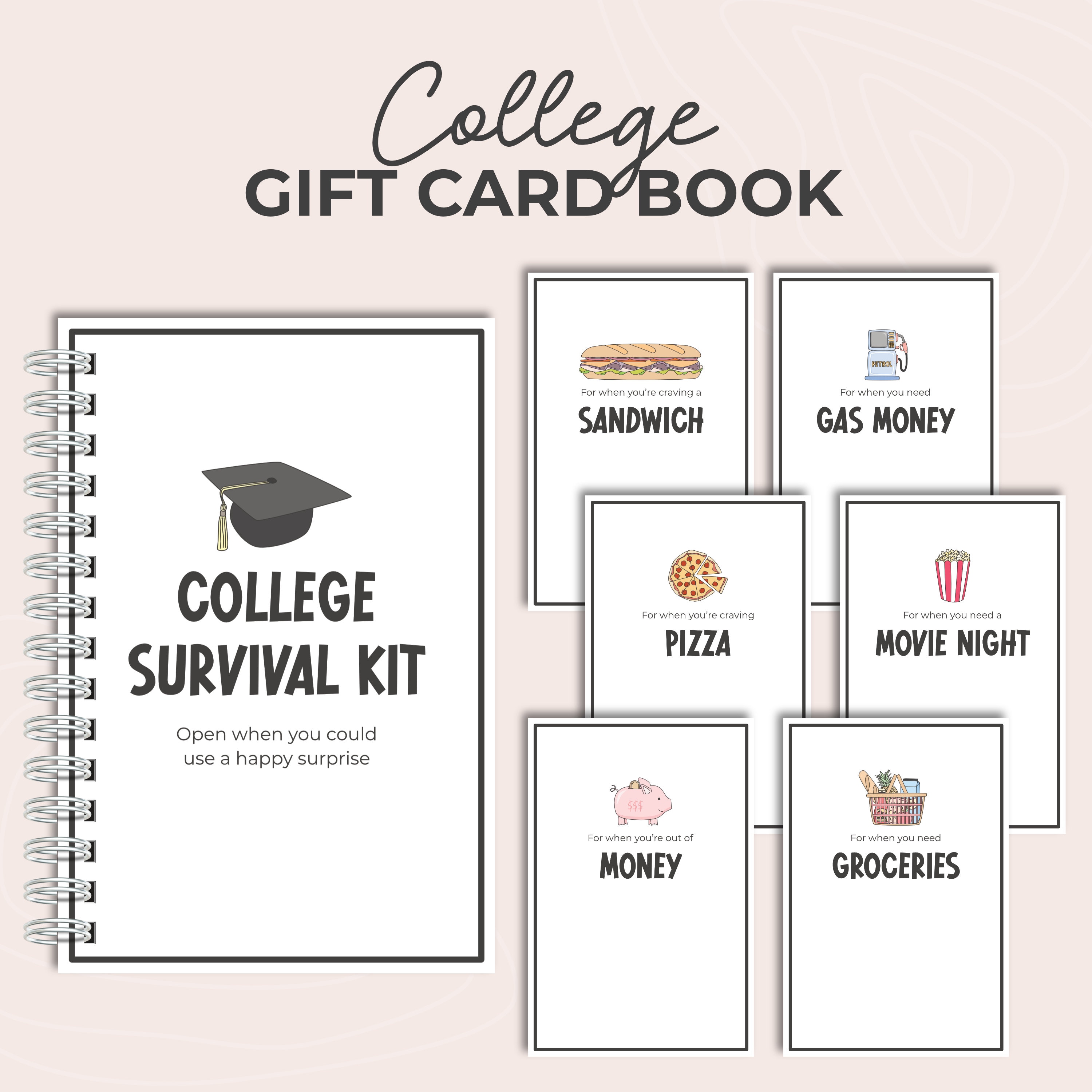 Printable College Gift Card Book, High School Graduation Gift From ...
