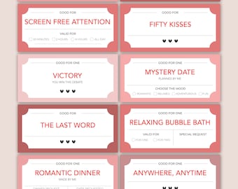 30 Fun Love Coupon Book, Valentines Day Coupons, Love Coupons
