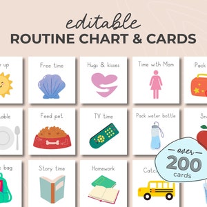 Cartes et graphiques de routine pour les enfants, rythme quotidien, matin, après-midi, soir, calendrier de responsabilité visuelle, tableau des tâches, liste de tâches pour tout-petits