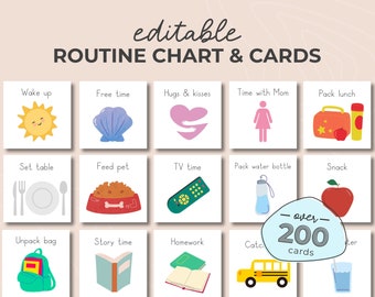 Routine Cards & Charts for Kids, Daily Rhythm, Morning, Afternoon, Evening, Visual Responsibility Schedule, Chores Chart, To do List Toddler