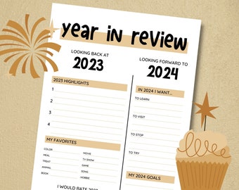 Kids Year in Review, New Years Eve Printable, Resolutions, New Years Party Games, New Years Eve Printable, Holiday Activity, 2023-2024 NYE