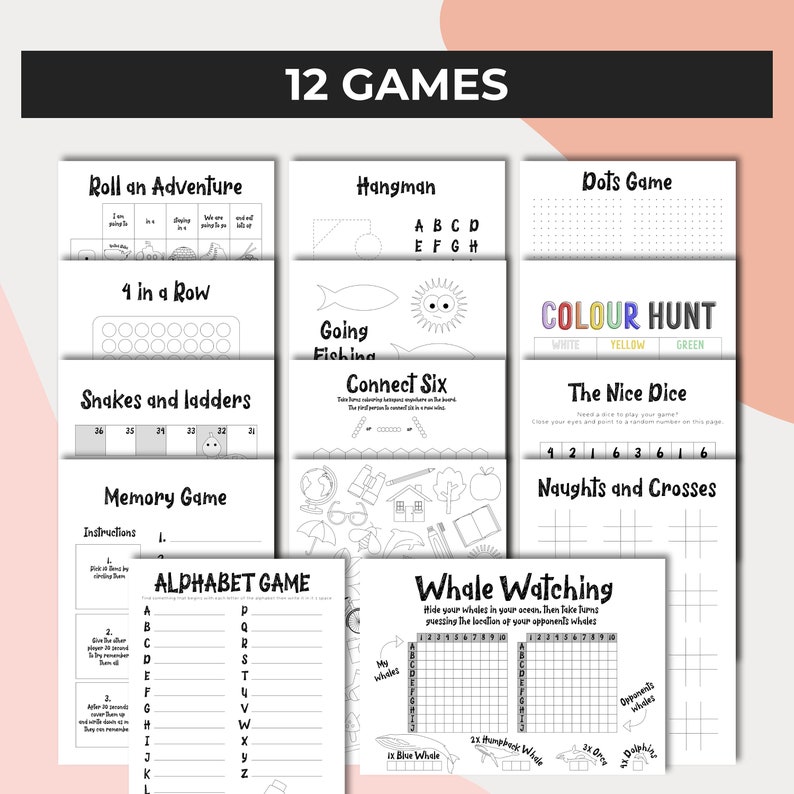Printable Board Games Bundle Travel Games for the Car Travel Etsy