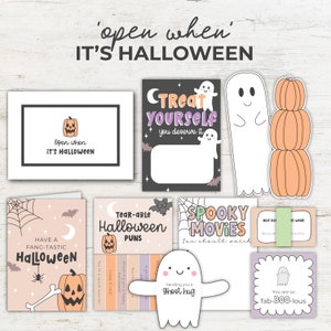 Open als het Halloween is, Brieflabel en inzetstukken, Langeafstandsrelatie, Liefdesbrief, Zorgpakket school, Halloween-kaart