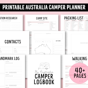 Australien Camper Planer, Camping Logbuch, druckbare PDF, RV Reisetagebuch, Camping Organizer, digitaler Download, druckbares Logbuch, A4