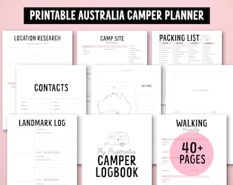 Australia Camper Planner, Camping Log Book,  Printable PDF, RV Travel Journal, Camping Organiser, Digital Download, Printable Logbook, A4