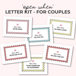 Imprimible Abrir cuando kit de cartas para parejas, Relación de larga distancia, Regalo para él, Regalo de aniversario, Despliegue militar, Paquete de atención