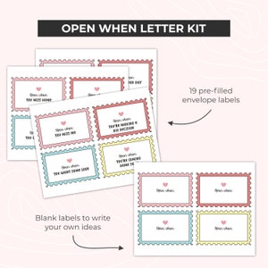 Printable Open when Letter kit for Couples, Long Distance Relationship, Gift for him, Anniversary Gift, Military Deployment, Care Package image 2