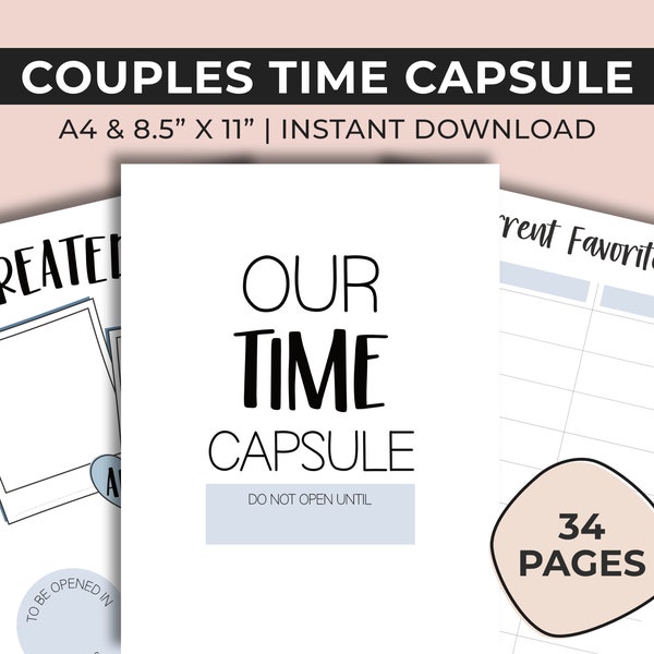 Couples Time Capsule, Date Night Ideas, Wedding Time Capsule, Anniversary Gift, Date Night Printable, Instant Download, Date Night Kit, PDF