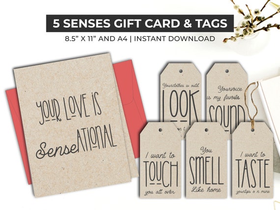 5 Senses Gift Tags, Anniversary Gift Tags, Anniversary Gift