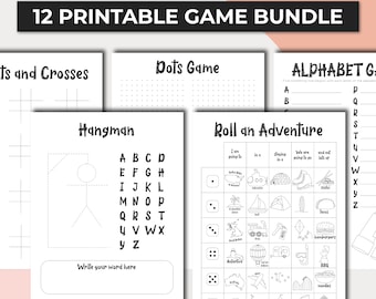 Druckbare Brettspiele Bundle, Reisespiele für das Auto, Reise-Brettspiele, Aktivitäten für Regentage, Aktivitäten für Kinder, Spiele für Kinder, PDF