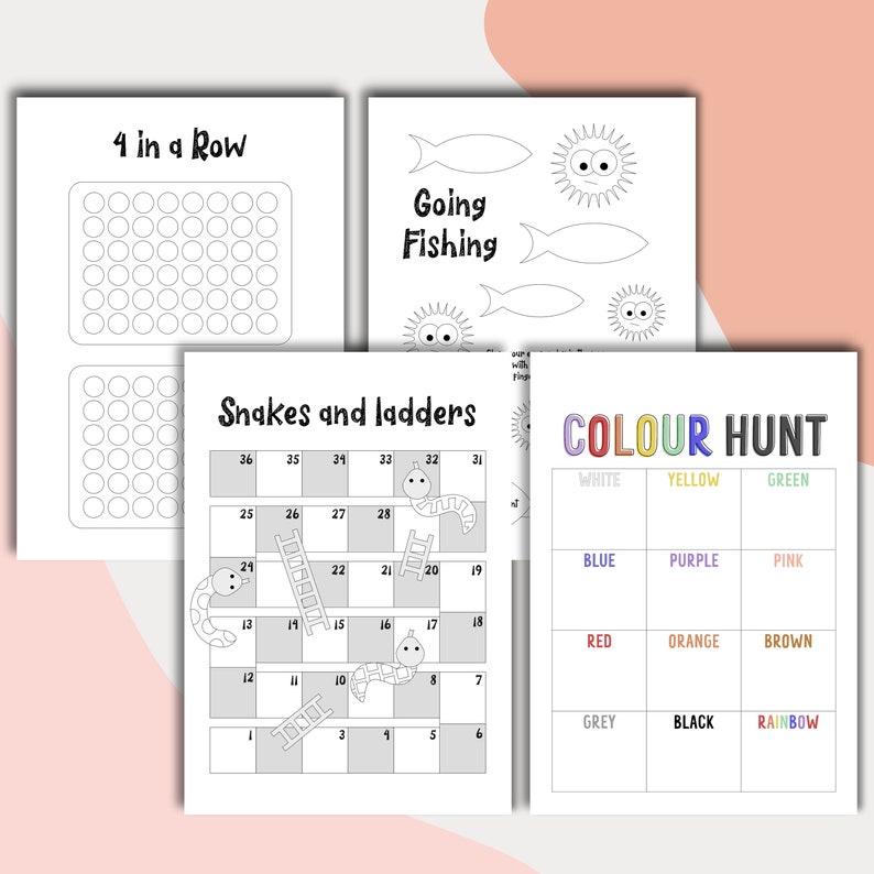 Printable Board Games Bundle Travel Games for the Car Travel Etsy