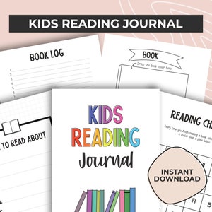 Journaal afdrukbaar lezen, kinderboekdagboek, zomerleeslog voor kinderen, boektracker, leesuitdaging, leeslijst, boekenlog, PDF