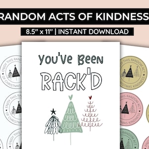 Zufällige Taten der weihnachtlichen Güte druckbare PDF, verbreiten Güte, behandeln Menschen mit Güte, druckbare Güte, Sie sind RACK'd