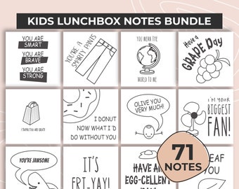 Printable Kids Lunchbox Notes Bundle, Sticky Notes, Lunch Box Notes, Back to School, Lunch Notes for Kids, School Notes, Printable Notes