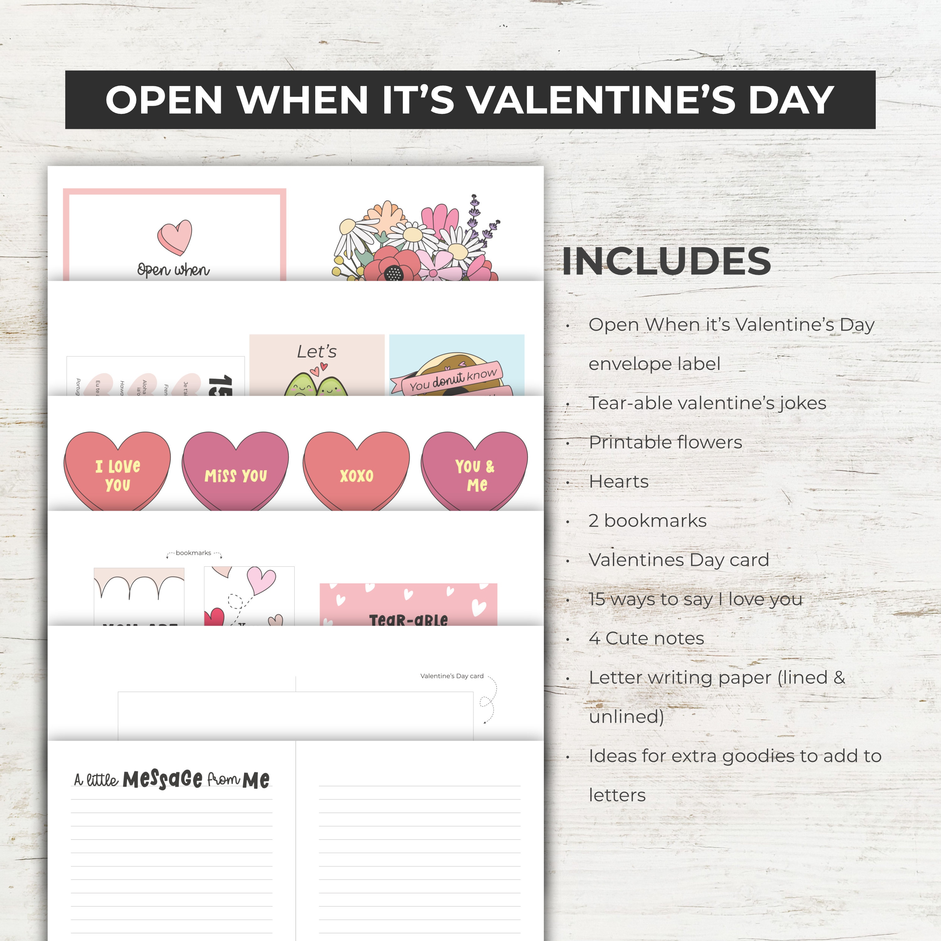 Open When It's Valentine's Day, Letter Label and Inserts, Long