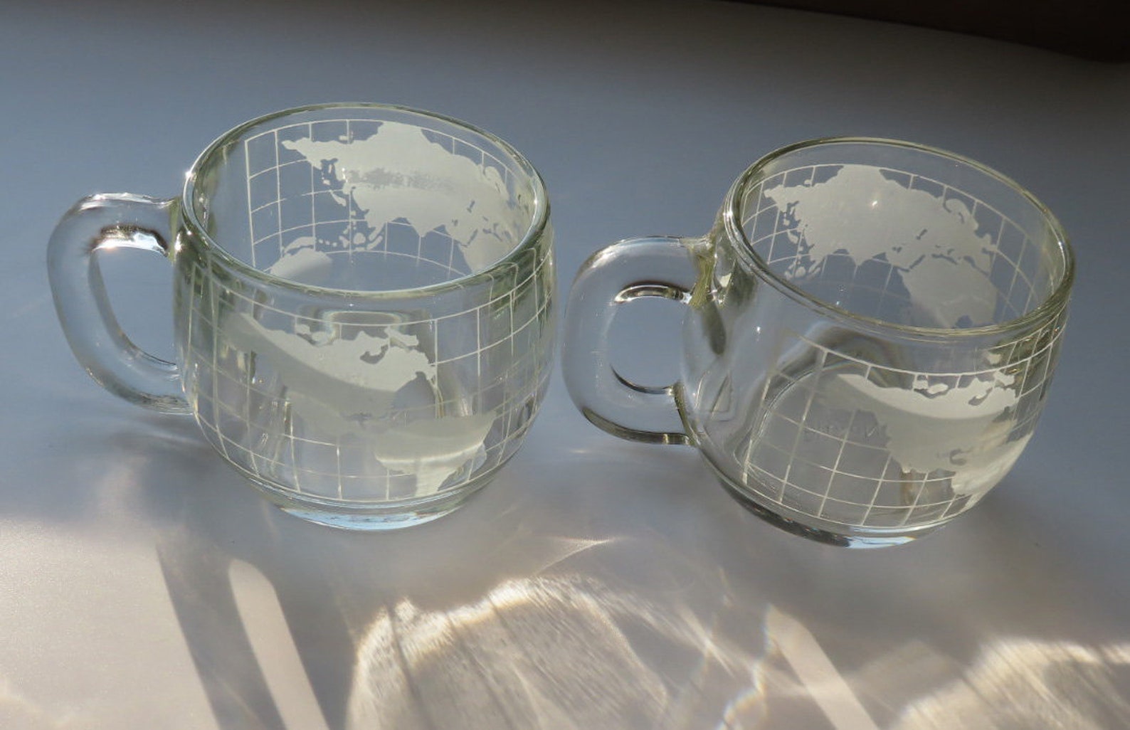 Vintage Nestle Globe Cups Glass World Globe Coffee Mugs Set Etsy