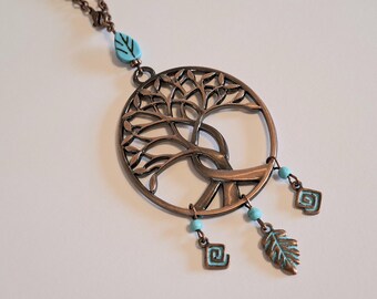 Rearview mirror pendant "Tree of Life with Patina Spiral", car decoration, lucky charm