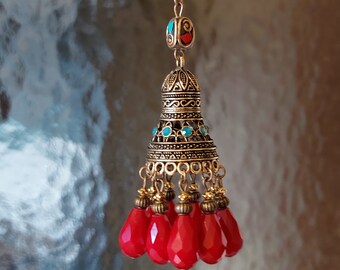 Rear view mirror pendant "Tibet Bell 2", car decoration, lucky charm