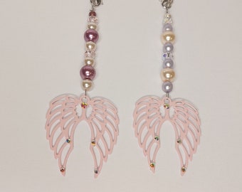Rearview mirror pendant "Pink Wings", guardian angel, car decoration, lucky charm