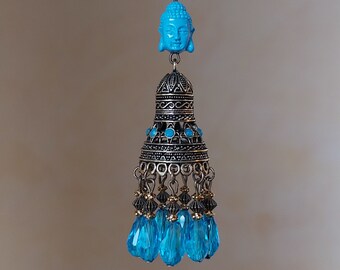 Rear view mirror pendant "Bell with Buddha", car decoration, lucky charm