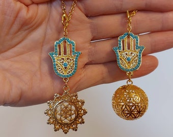 Rear View Mirror Charm Hamsa Flower Lucky Charm Car Decoration