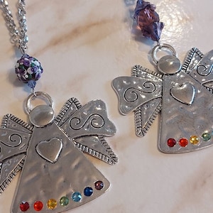 Achteruitkijkspiegelhanger "Engel met Chakra 2", beschermengel, autodecoratie, geluksbrenger