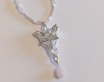 Rearview mirror pendant "Rose Quartz Elven Necklace", car decoration, car mirror pendant, Lord of the Rings