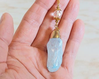 Rearview mirror pendant "Light blue crystal drop", car decoration