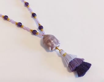 Rearview mirror pendant "Buddha with Amethyst", car decoration, lucky charm