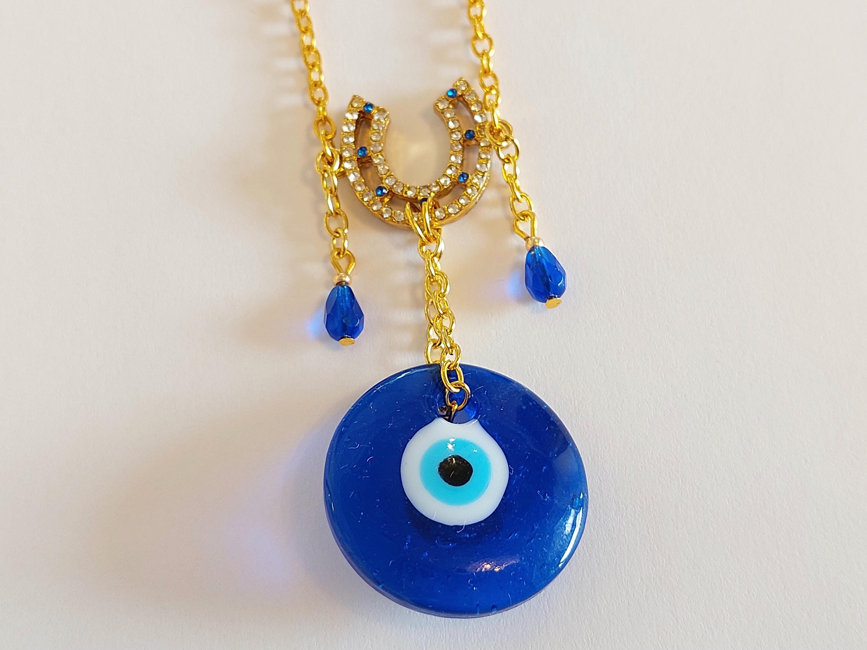 MODA MavillA Glücksbringer Napoli - Rotes Horn Mit Blauer Scheibe & Zahl 4