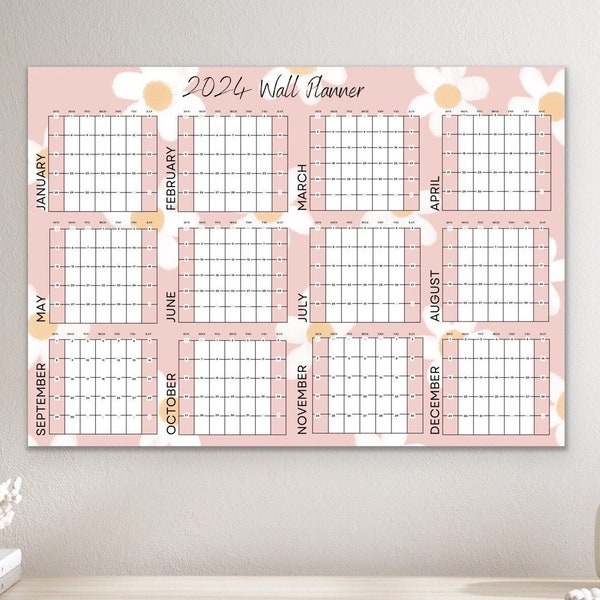 2024 Wall Planner Annual Calendar, Year Planner  Poster A Series  Print up to A1 or A0