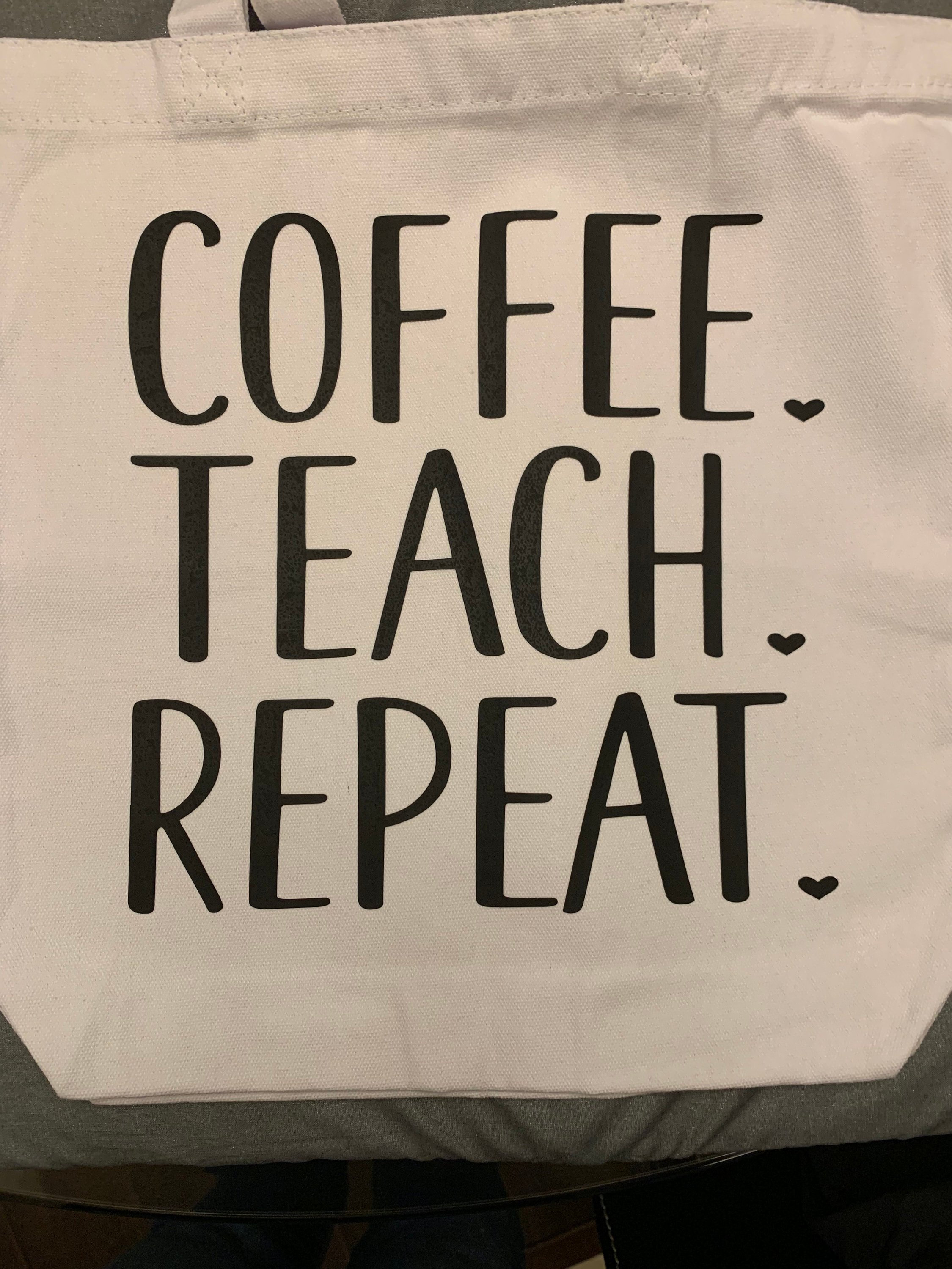 Coffee.teach.repeat Canvas Tote Etsy