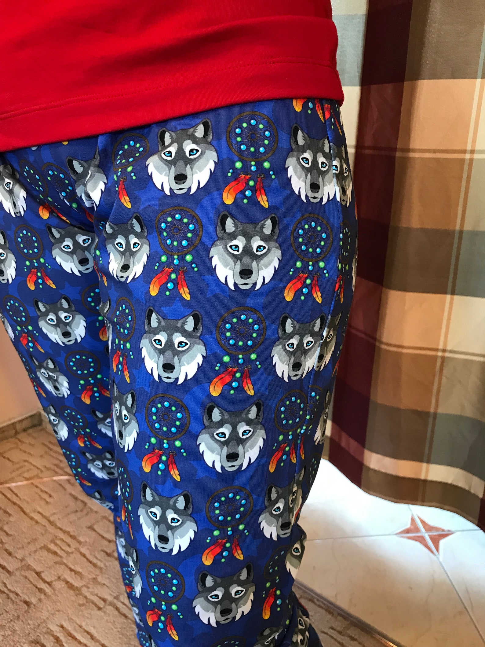 Cotton Wolf Pajama Set Wolf Pjs Cute Wolf Cute Pajama Set Etsy