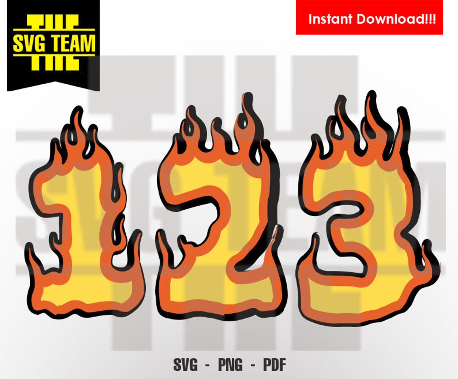 Fire Flames Numbers 0 9 SVG PNG PDF File T-shirt Svg - Etsy